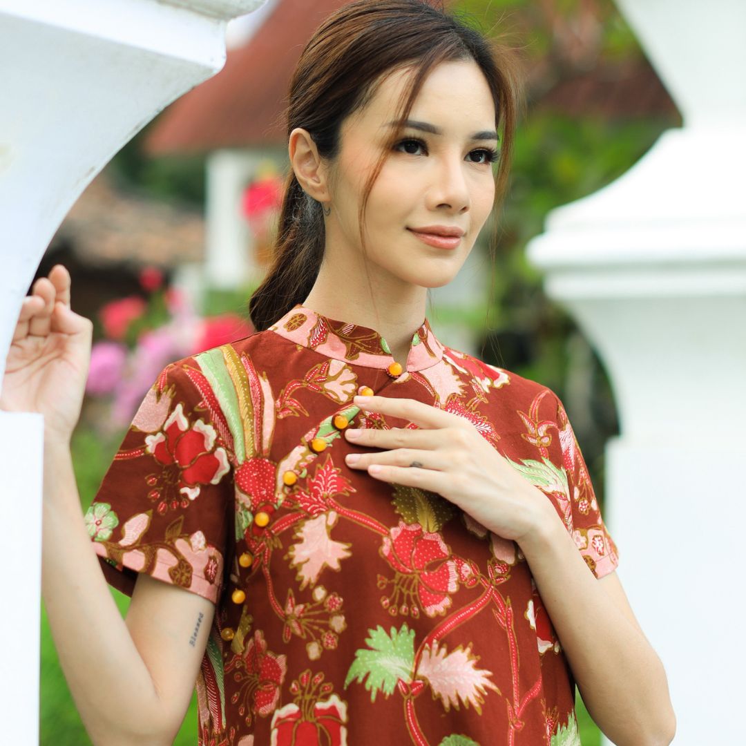 Batik Tulis Cheongsam Relax Dress - S