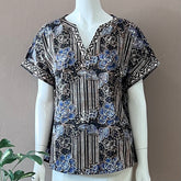 V Neck Short Sleeve Top - L